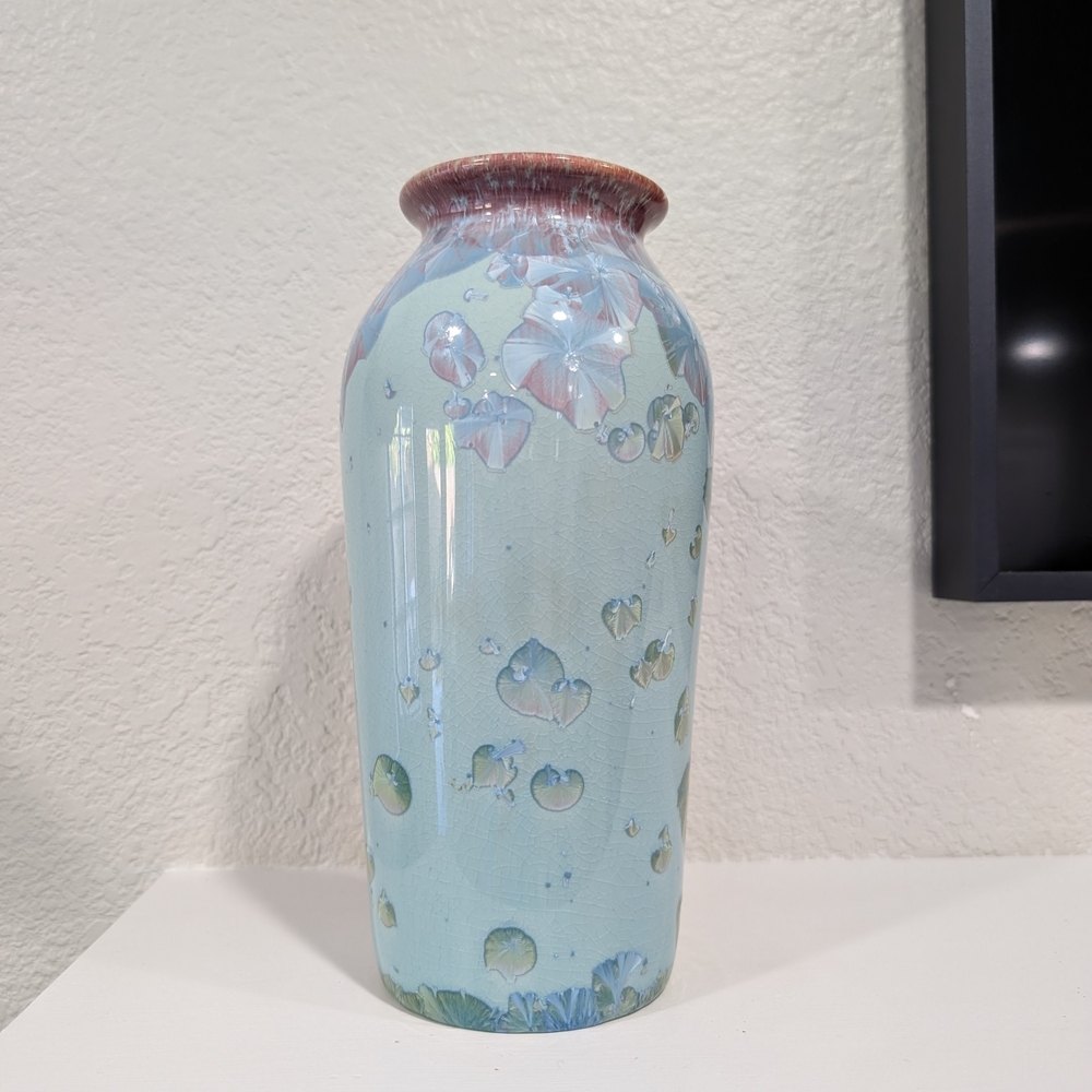 Jon Price Crystalline Ceramic Vase Signed by Laguna Beach Artist 9"H